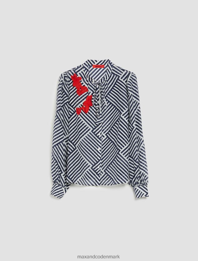 Kvinder stribet skjorte i bomuld og silkeblanding MAX&Co. marineblåt mønster B2Z2T6538 beklædning