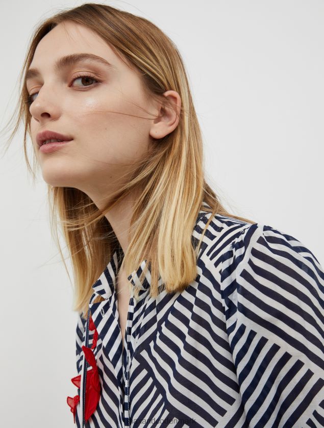 Kvinder stribet skjorte i bomuld og silkeblanding MAX&Co. marineblåt mønster B2Z2T6538 beklædning