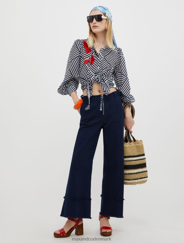 Kvinder stribet skjorte i bomuld og silkeblanding MAX&Co. marineblåt mønster B2Z2T6538 beklædning