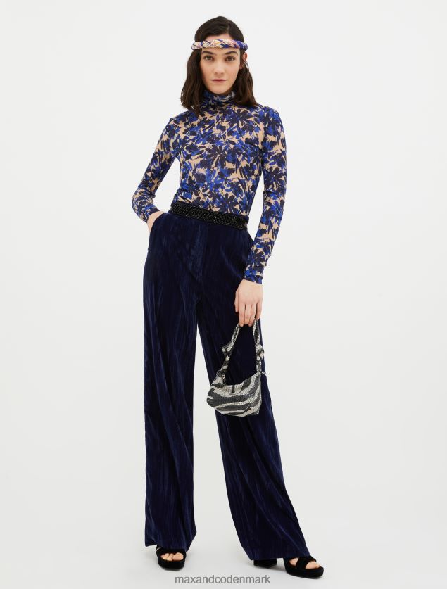 Kvinder rullekrave tyl-jersey top MAX&Co. Marine blå B2Z2T6584 beklædning