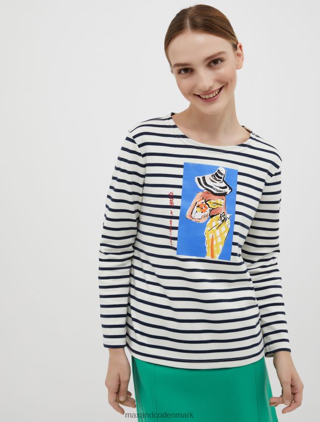 Kvinder Lad os tegne! mariniere t-shirt MAX&Co. hvidt mønster B2Z2T6636 beklædning