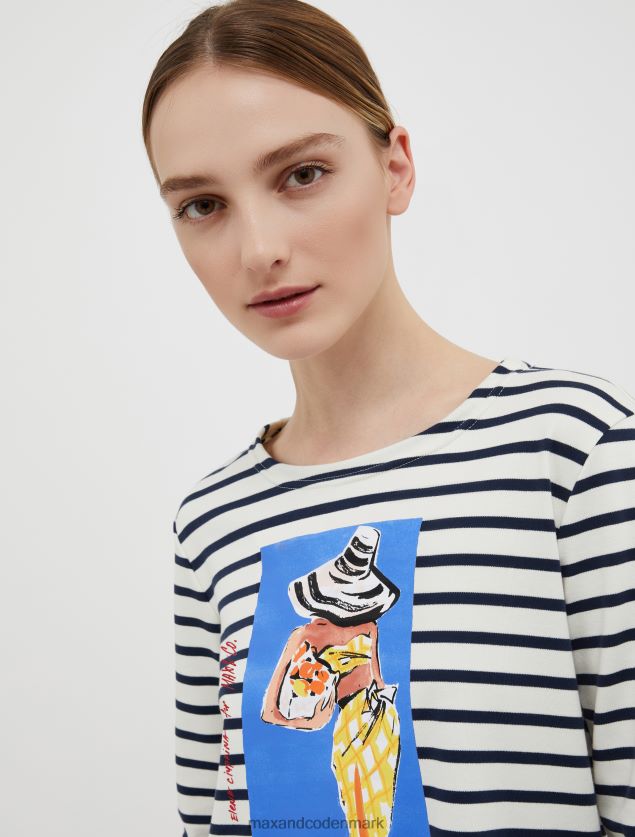 Kvinder Lad os tegne! mariniere t-shirt MAX&Co. hvidt mønster B2Z2T6636 beklædning