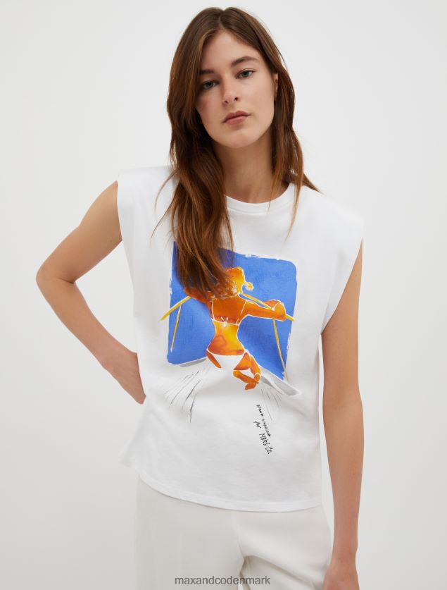 Kvinder Lad os tegne! ærmeløs t-shirt MAX&Co. optik hvid B2Z2T6573 beklædning