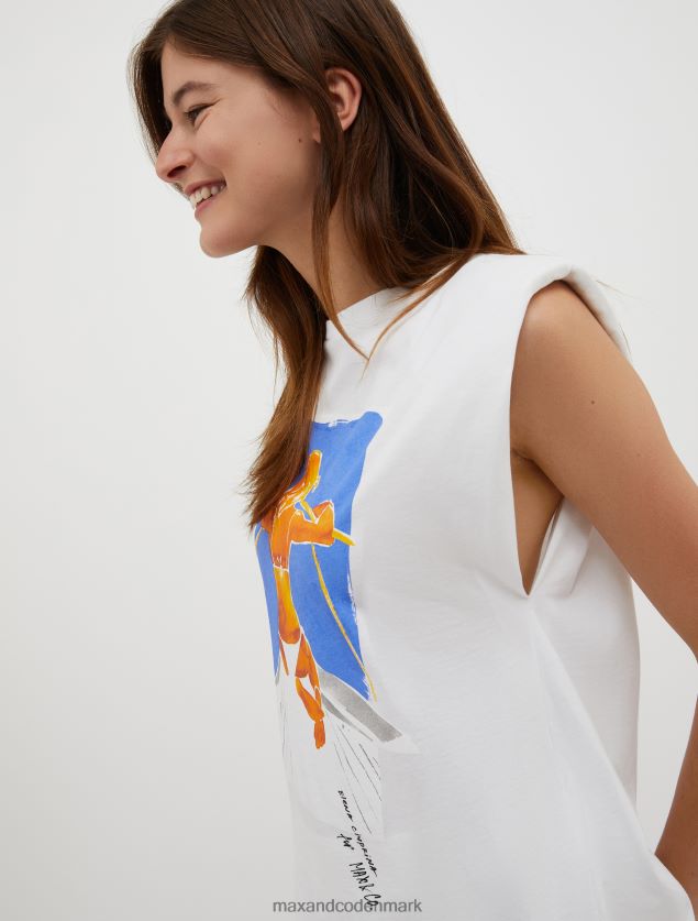 Kvinder Lad os tegne! ærmeløs t-shirt MAX&Co. optik hvid B2Z2T6573 beklædning