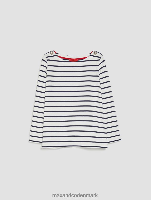 Kvinder breton-stribet bomuldsjersey t-shirt MAX&Co. hvid B2Z2T6647 beklædning
