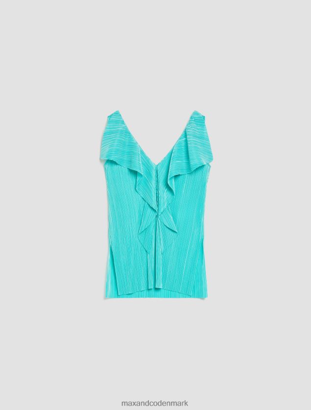 Kvinder jersey top med flæser MAX&Co. pastelgrøn B2Z2T6475 beklædning