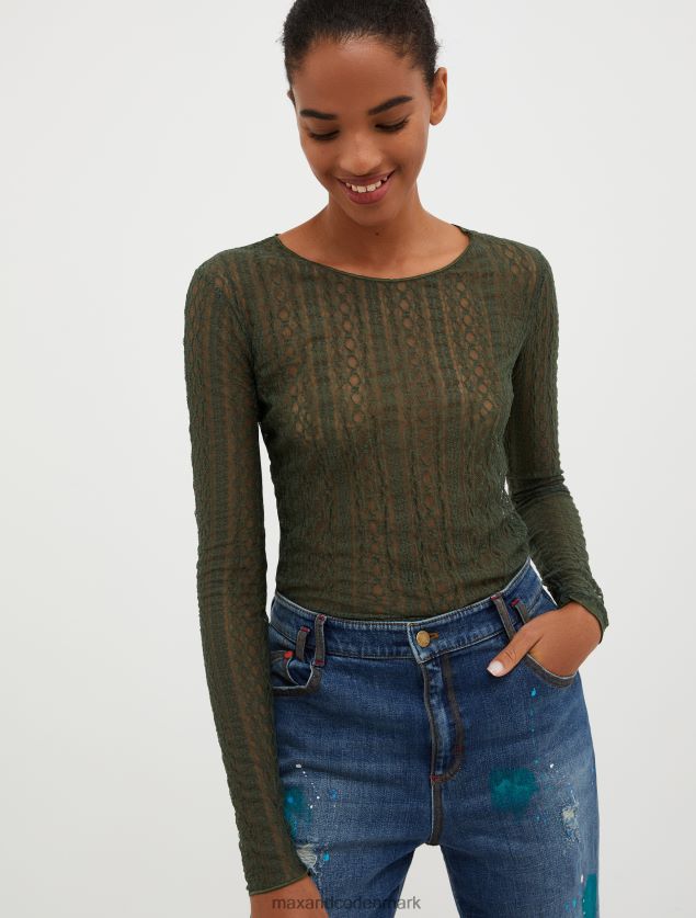 Kvinder langærmet jersey t-shirt MAX&Co. mørkegrøn B2Z2T6554 beklædning