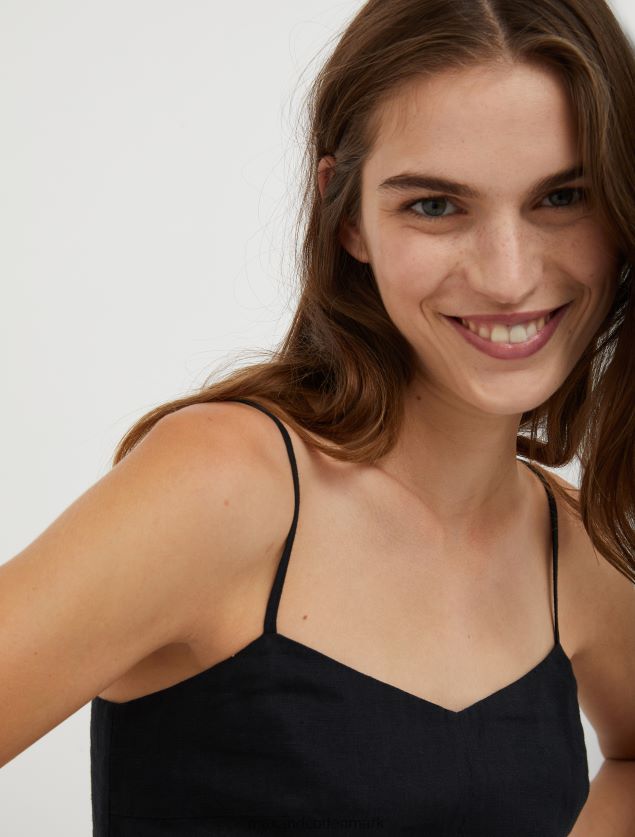 Kvinder linned-lærred top MAX&Co. sort B2Z2T6449 beklædning