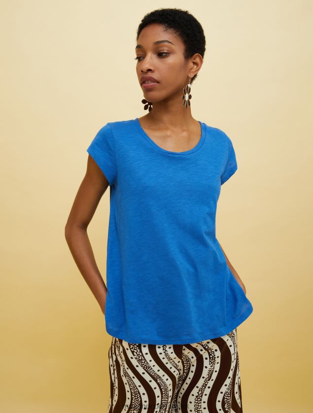 Kvinder mennesker, steder, farve slub t-shirt MAX&Co. Marine blå B2Z2T6579 beklædning