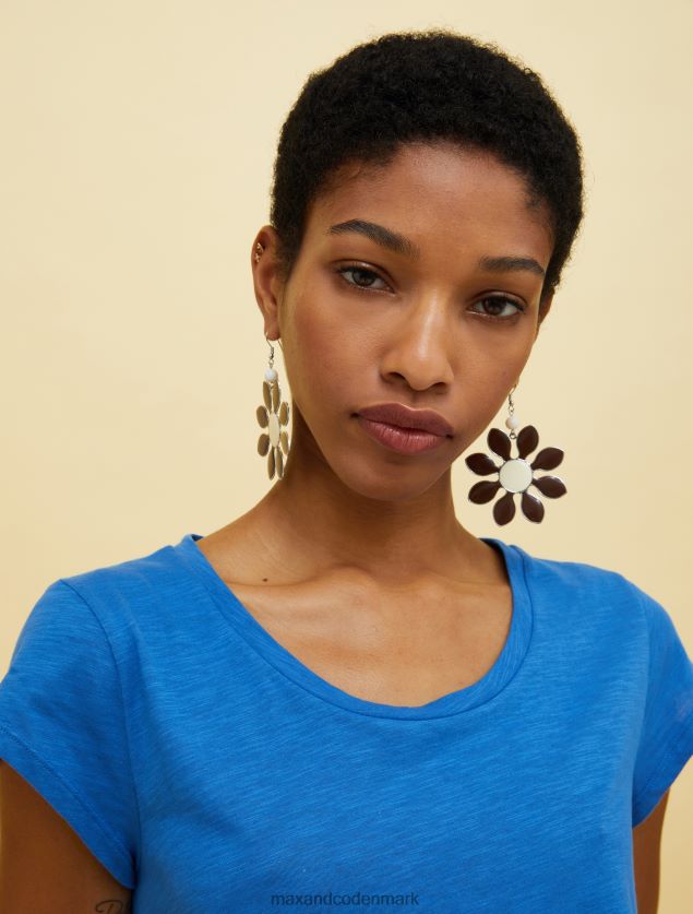 Kvinder mennesker, steder, farve slub t-shirt MAX&Co. Marine blå B2Z2T6579 beklædning