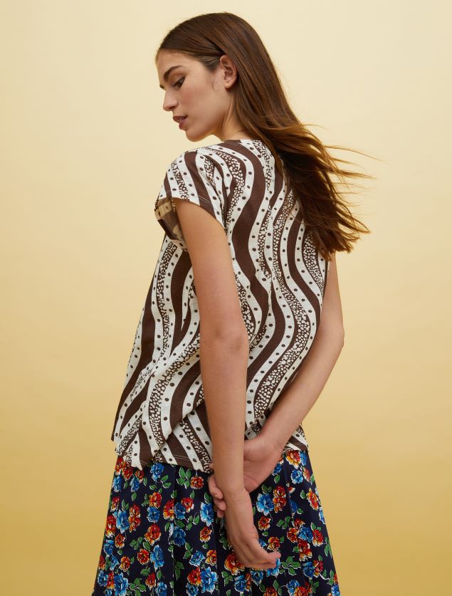 Kvinder mennesker, steder, farve slub t-shirt MAX&Co. brunt mønster B2Z2T6580 beklædning