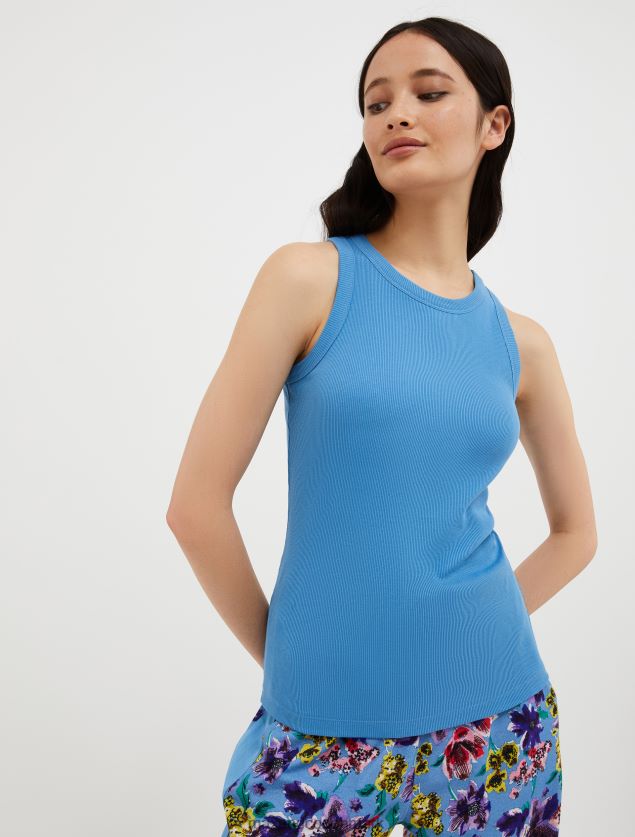 Kvinder ribbet tanktop i bomuld MAX&Co. Himmelblå B2Z2T6523 beklædning