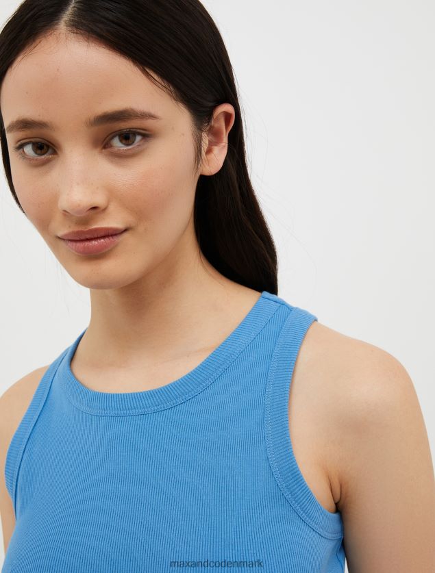 Kvinder ribbet tanktop i bomuld MAX&Co. Himmelblå B2Z2T6523 beklædning