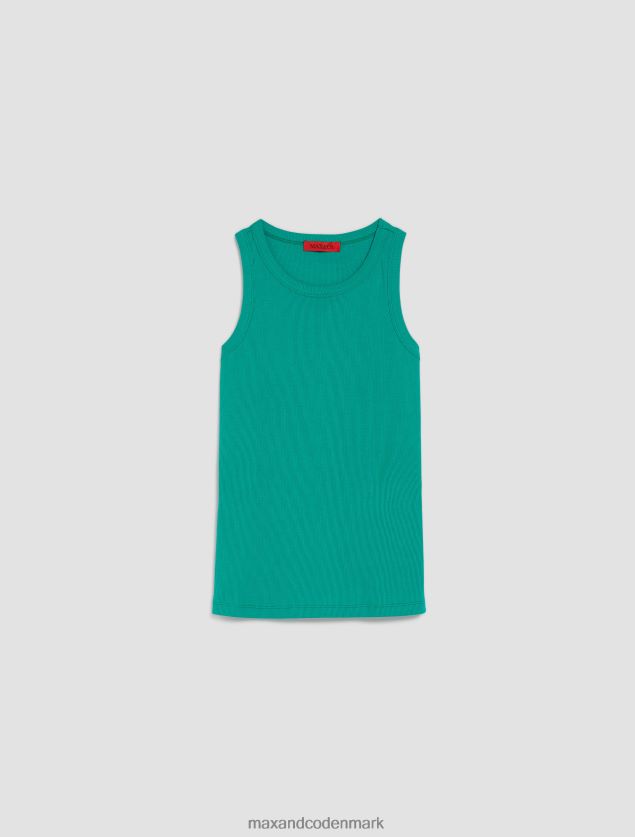 Kvinder ribbet tanktop i bomuld MAX&Co. Smaragd grøn B2Z2T6526 beklædning