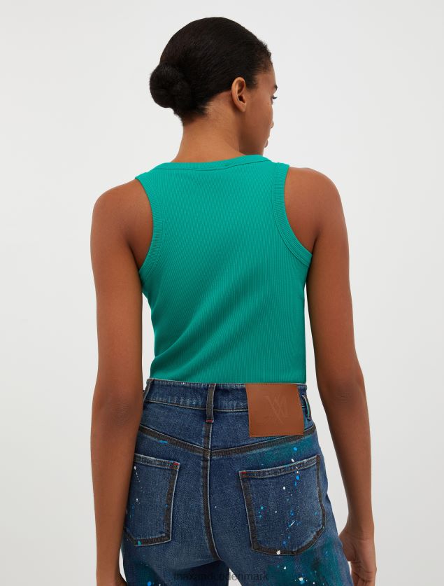 Kvinder ribbet tanktop i bomuld MAX&Co. Smaragd grøn B2Z2T6526 beklædning