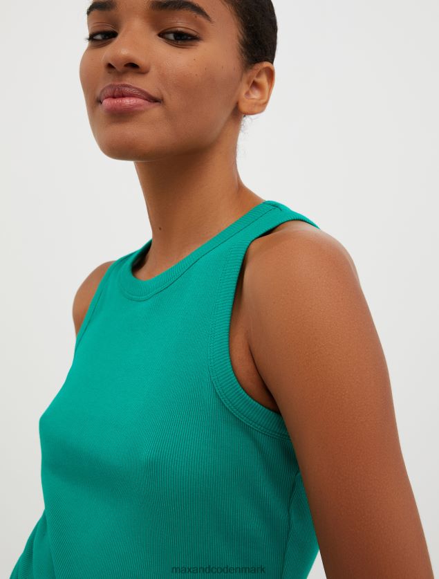 Kvinder ribbet tanktop i bomuld MAX&Co. Smaragd grøn B2Z2T6526 beklædning