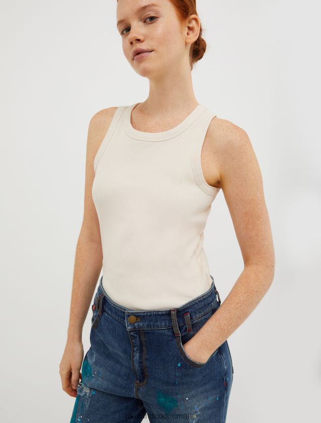Kvinder ribbet tanktop i bomuld MAX&Co. beige B2Z2T6524 beklædning