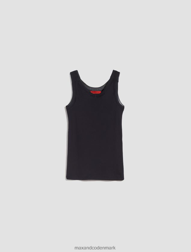 Kvinder ribbet tanktop i bomuldsjersey MAX&Co. Marine blå B2Z2T6434 beklædning