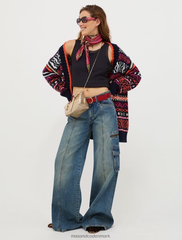 Kvinder ribbet tanktop i bomuldsjersey MAX&Co. Marine blå B2Z2T6434 beklædning