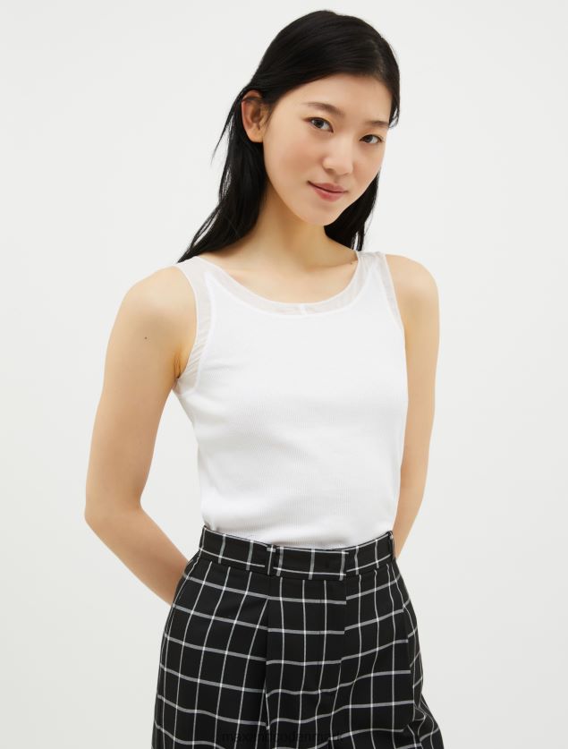 Kvinder ribbet tanktop i bomuldsjersey MAX&Co. optik hvid B2Z2T6435 beklædning