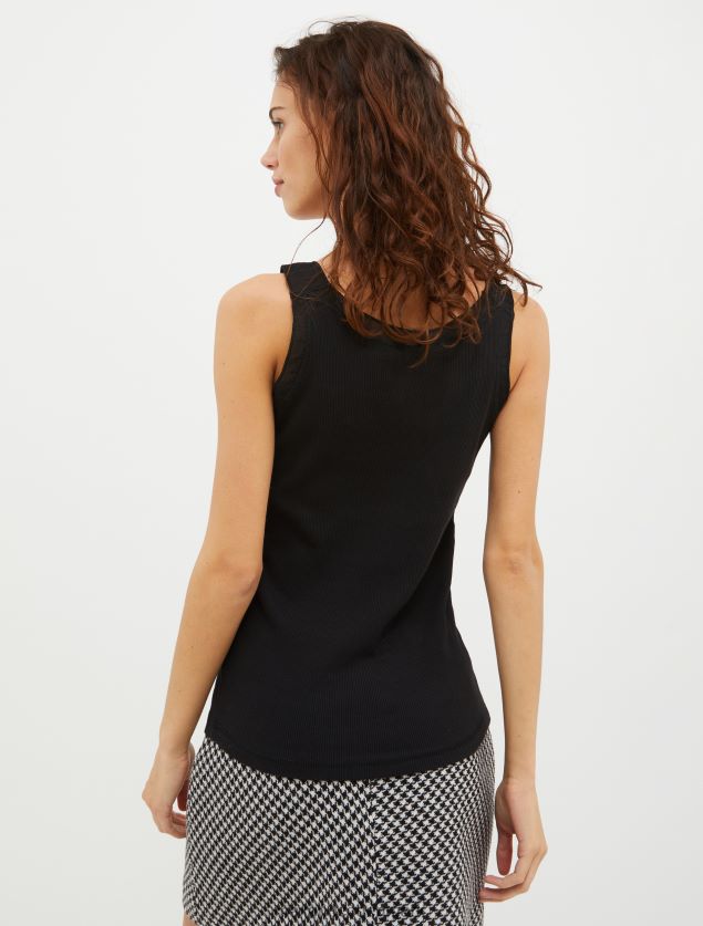 Kvinder ribbet tanktop i bomuldsjersey MAX&Co. sort B2Z2T6436 beklædning