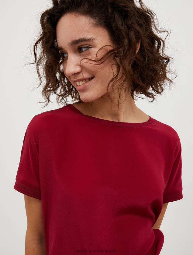 Kvinder silke og jersey t-shirt MAX&Co. bordeaux B2Z2T6609 beklædning