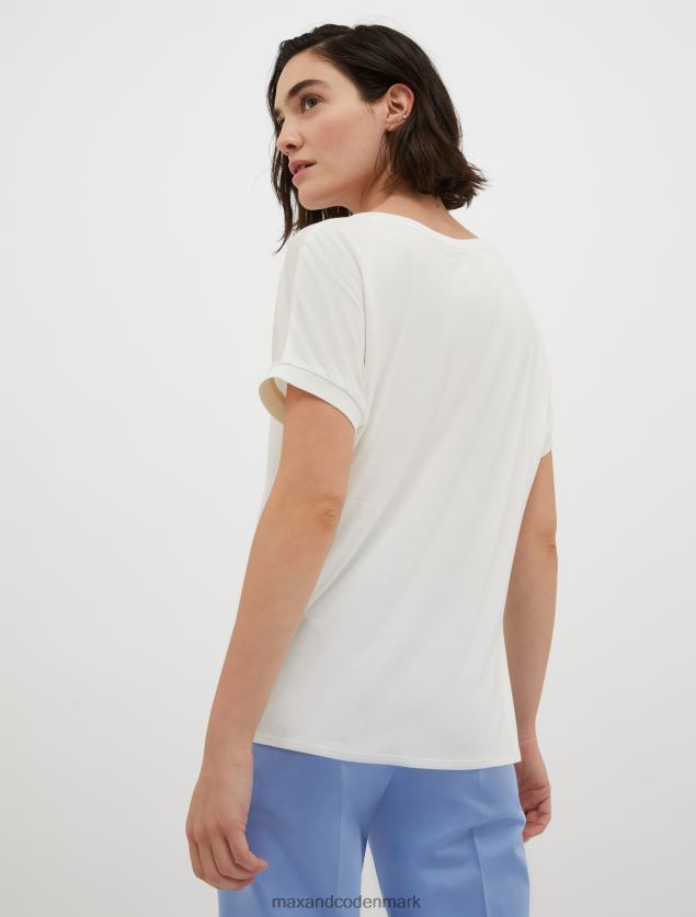Kvinder silke og jersey t-shirt MAX&Co. hvidt mønster B2Z2T6653 beklædning