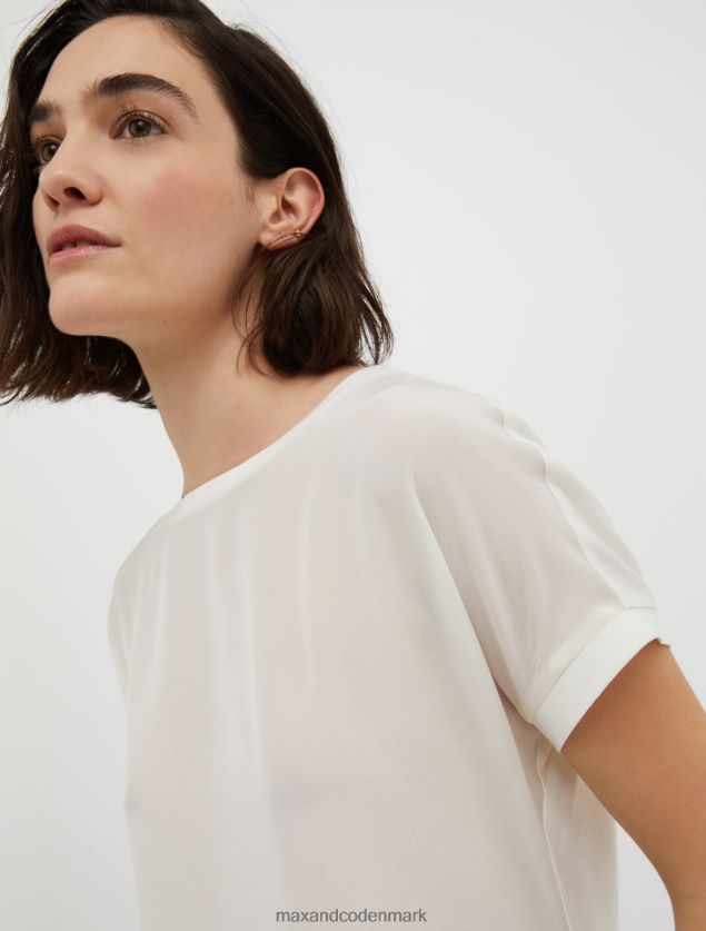 Kvinder silke og jersey t-shirt MAX&Co. hvidt mønster B2Z2T6653 beklædning