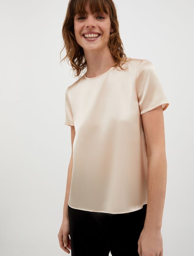Kvinder silke-satin t-shirt MAX&Co. lyserød B2Z2T6638 beklædning