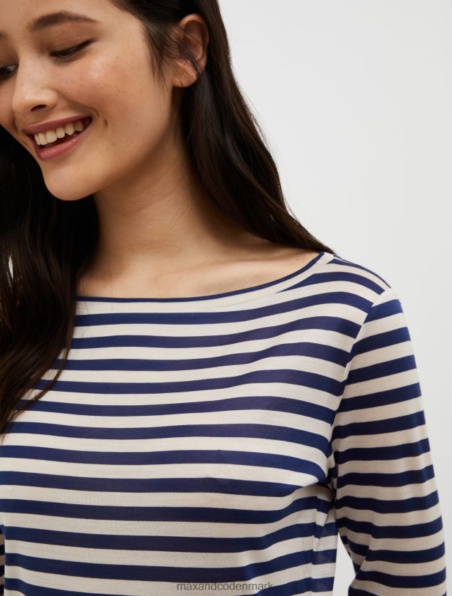 Kvinder silkejersey t-shirt MAX&Co. kina blå B2Z2T6589 beklædning