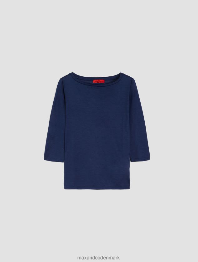 Kvinder silkejersey t-shirt MAX&Co. midnatsblå B2Z2T6591 beklædning