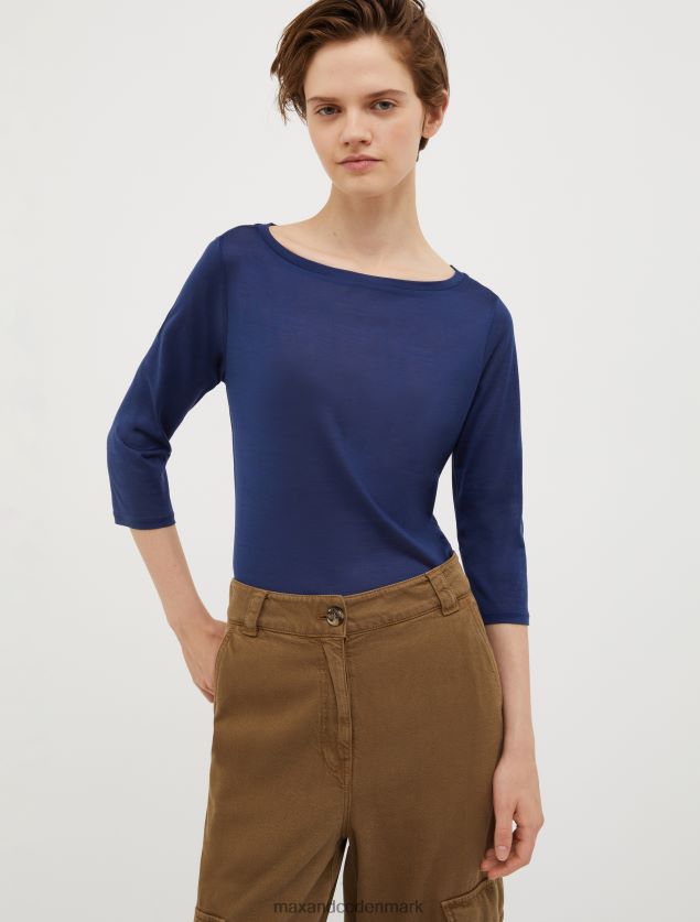 Kvinder silkejersey t-shirt MAX&Co. midnatsblå B2Z2T6591 beklædning