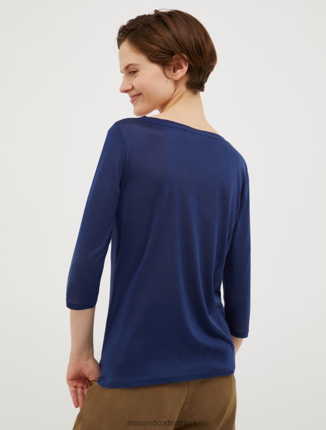 Kvinder silkejersey t-shirt MAX&Co. midnatsblå B2Z2T6591 beklædning