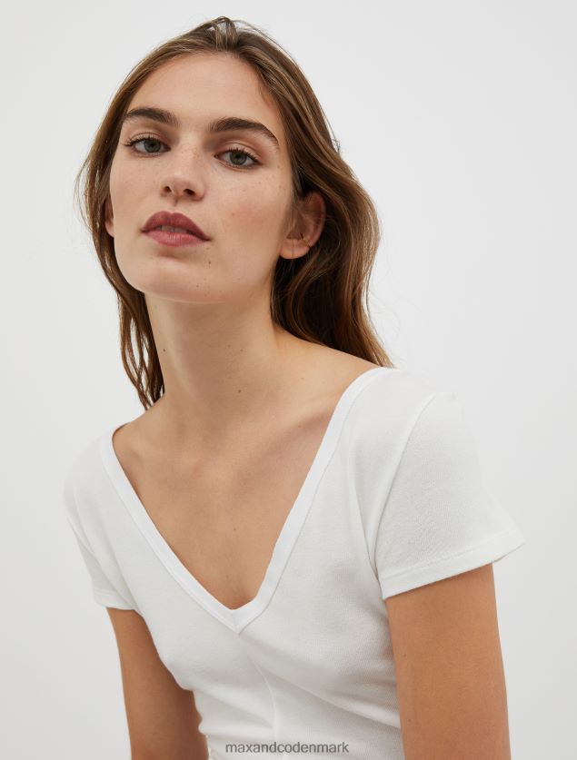 Kvinder slim fit jersey t-shirt MAX&Co. hvidt mønster B2Z2T6594 beklædning