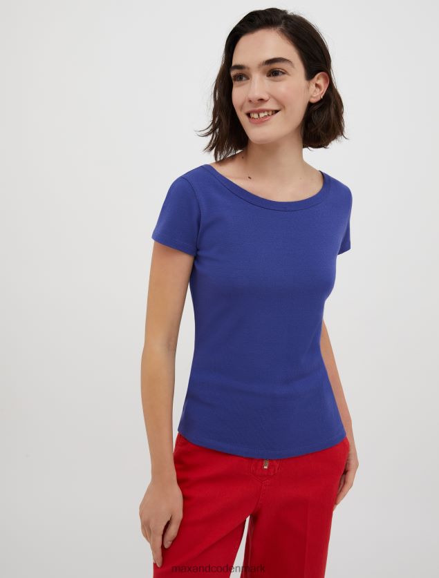 Kvinder slim fit jersey t-shirt MAX&Co. kornblomst blå B2Z2T6595 beklædning