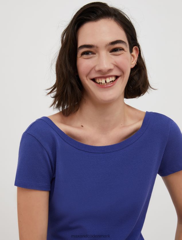 Kvinder slim fit jersey t-shirt MAX&Co. kornblomst blå B2Z2T6595 beklædning