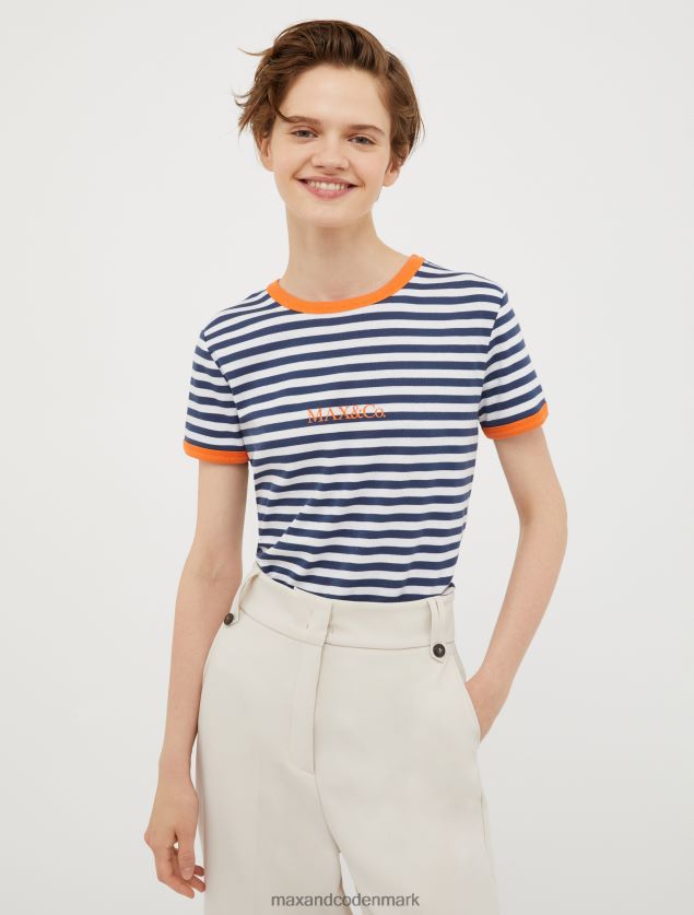Kvinder slim fit t-shirt med logo MAX&Co. Marine blå B2Z2T6650 beklædning