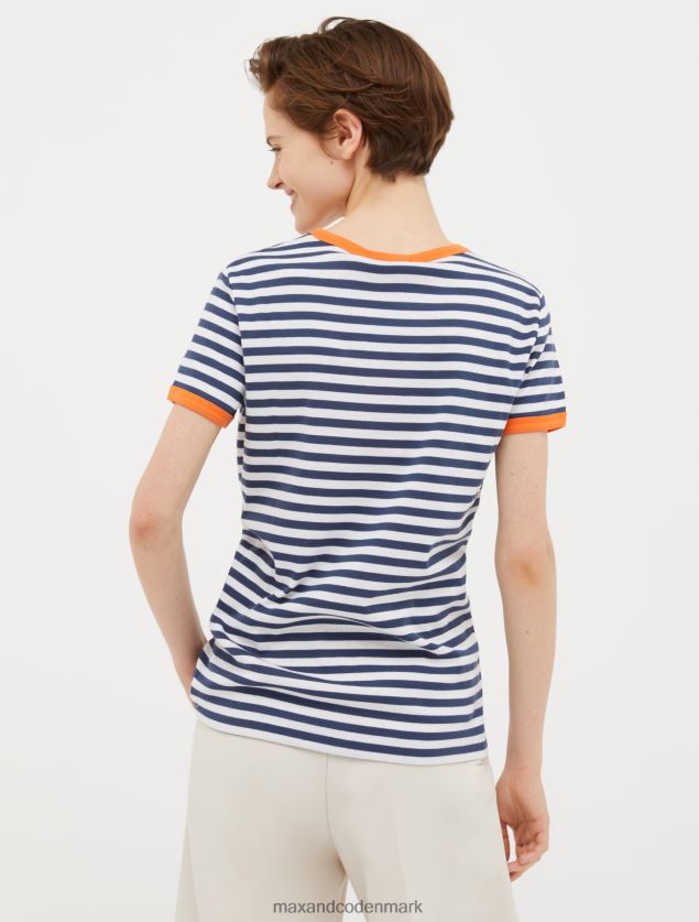 Kvinder slim fit t-shirt med logo MAX&Co. Marine blå B2Z2T6650 beklædning