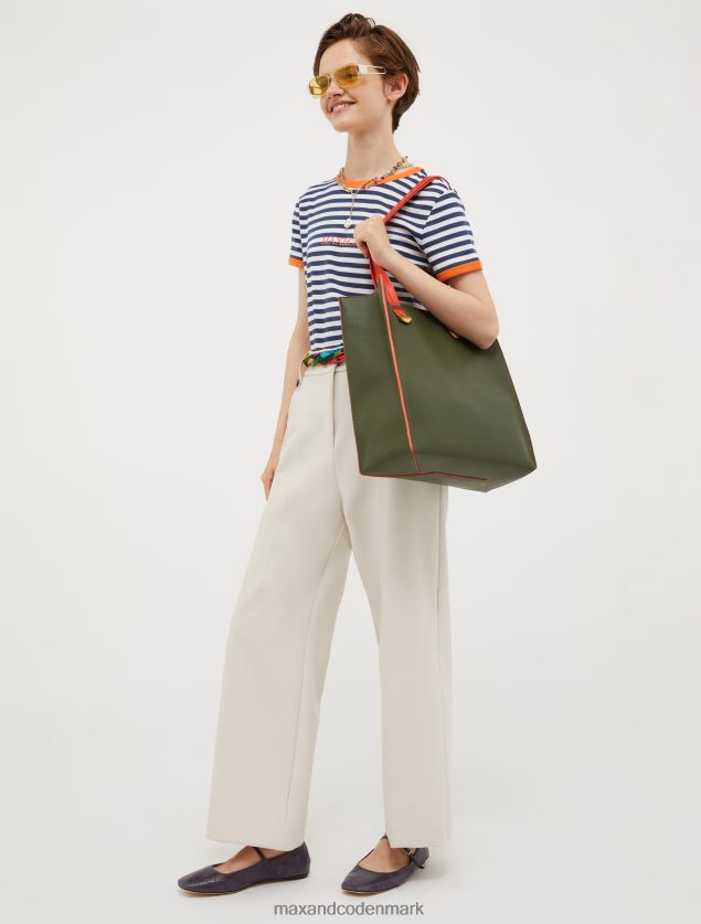 Kvinder slim fit t-shirt med logo MAX&Co. Marine blå B2Z2T6650 beklædning