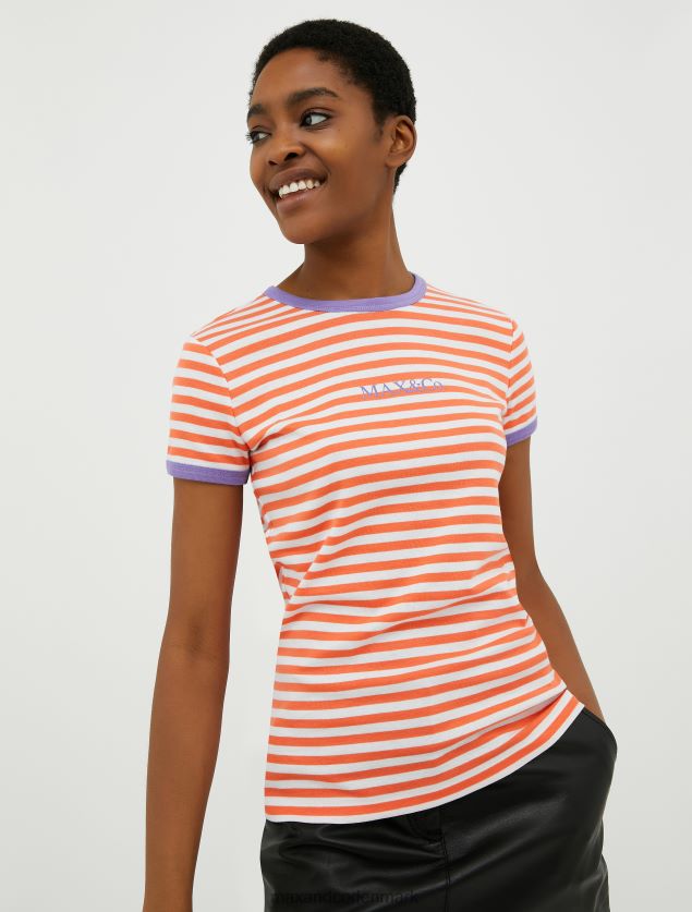 Kvinder slim fit t-shirt med logotryk MAX&Co. Himmelblå B2Z2T6608 beklædning