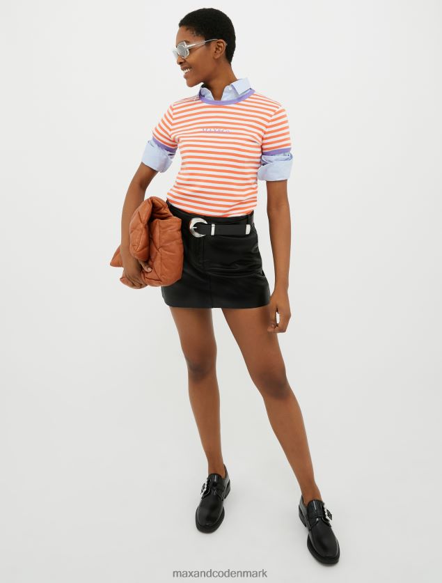 Kvinder slim fit t-shirt med logotryk MAX&Co. Himmelblå B2Z2T6608 beklædning