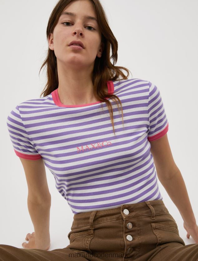 Kvinder slim fit t-shirt med logotryk MAX&Co. lilla B2Z2T6603 beklædning