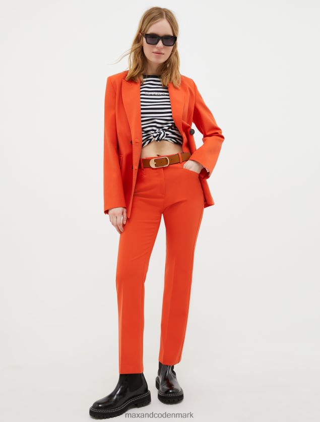 Kvinder slim fit t-shirt med logotryk MAX&Co. marineblåt mønster B2Z2T6626 beklædning