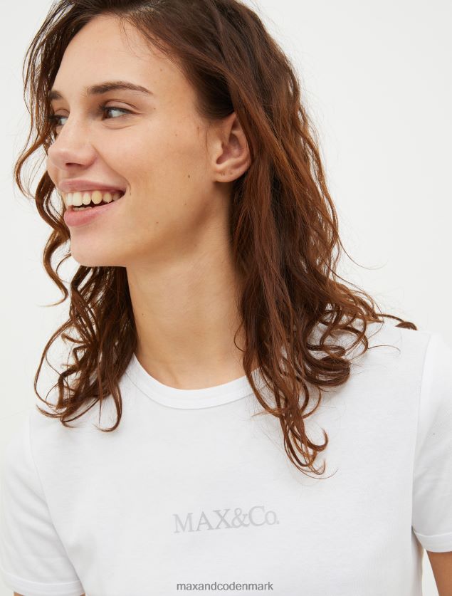 Kvinder slim fit t-shirt med logotryk MAX&Co. optik hvid B2Z2T6624 beklædning