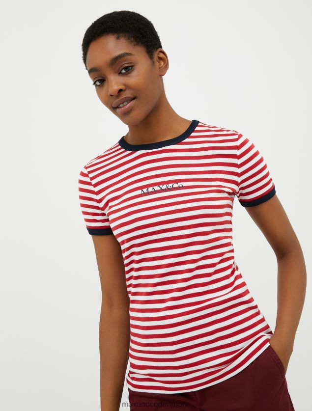 Kvinder slim fit t-shirt med logotryk MAX&Co. rød B2Z2T6607 beklædning