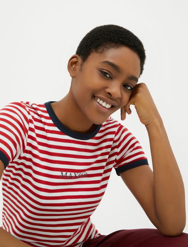 Kvinder slim fit t-shirt med logotryk MAX&Co. rød B2Z2T6607 beklædning