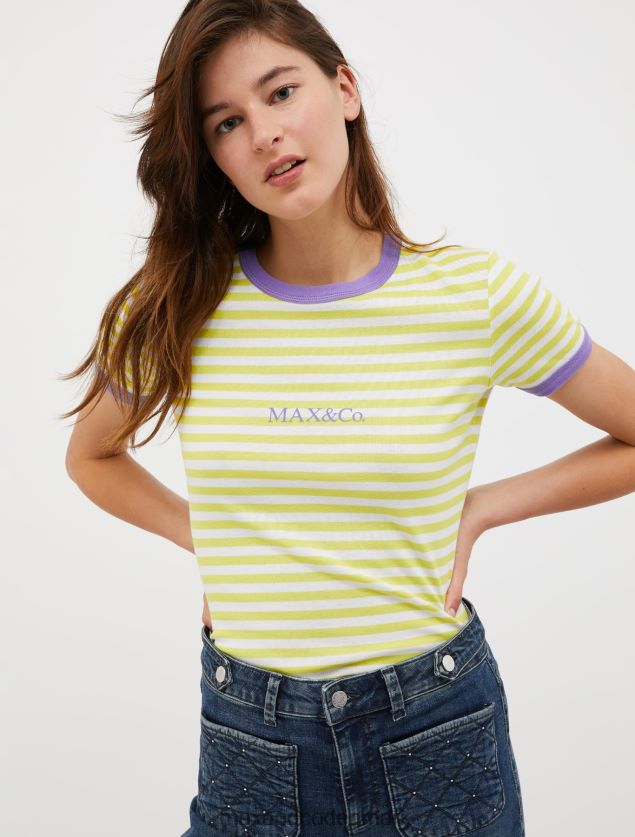 Kvinder slim fit t-shirt med logotryk MAX&Co. syregrøn B2Z2T6605 beklædning