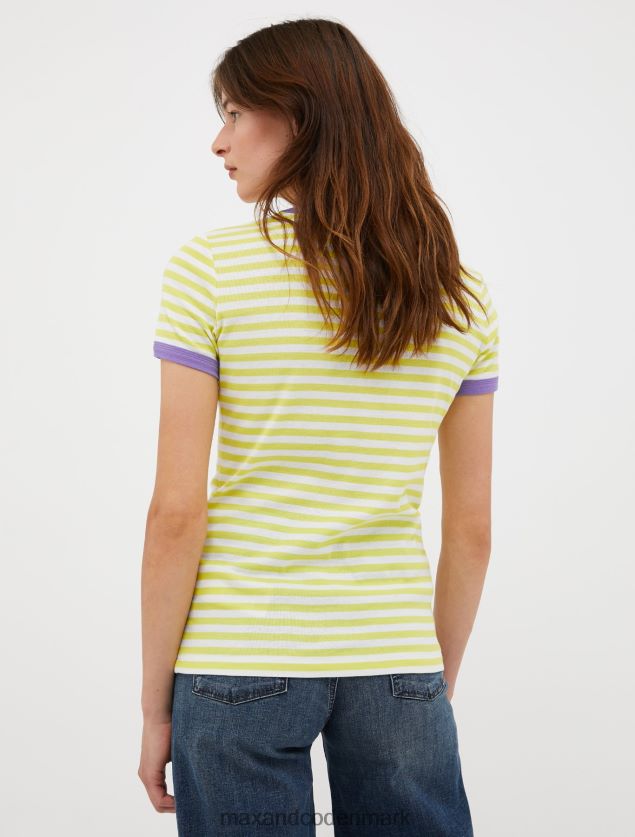 Kvinder slim fit t-shirt med logotryk MAX&Co. syregrøn B2Z2T6605 beklædning