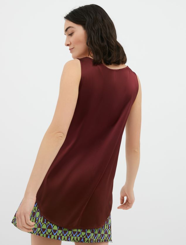 Kvinder stræk silke satin v-hals top MAX&Co. bordeaux B2Z2T6487 beklædning