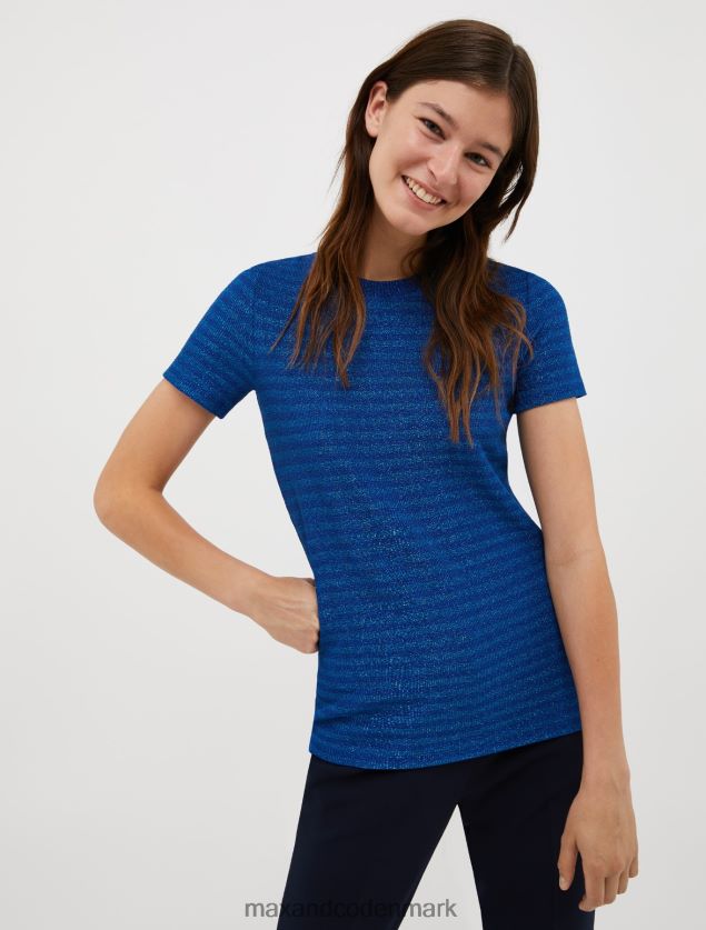 Kvinder stribet lurex jersey t-shirt MAX&Co. luftvåben blå B2Z2T6564 beklædning